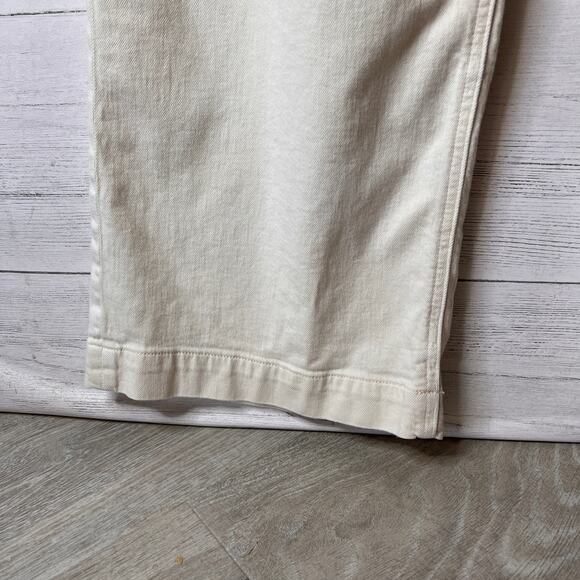 American Eagle Jeans Womens Size 12 Ivory Stretch Super High-Rise Baggy Wide Leg - Picture 7 of 16